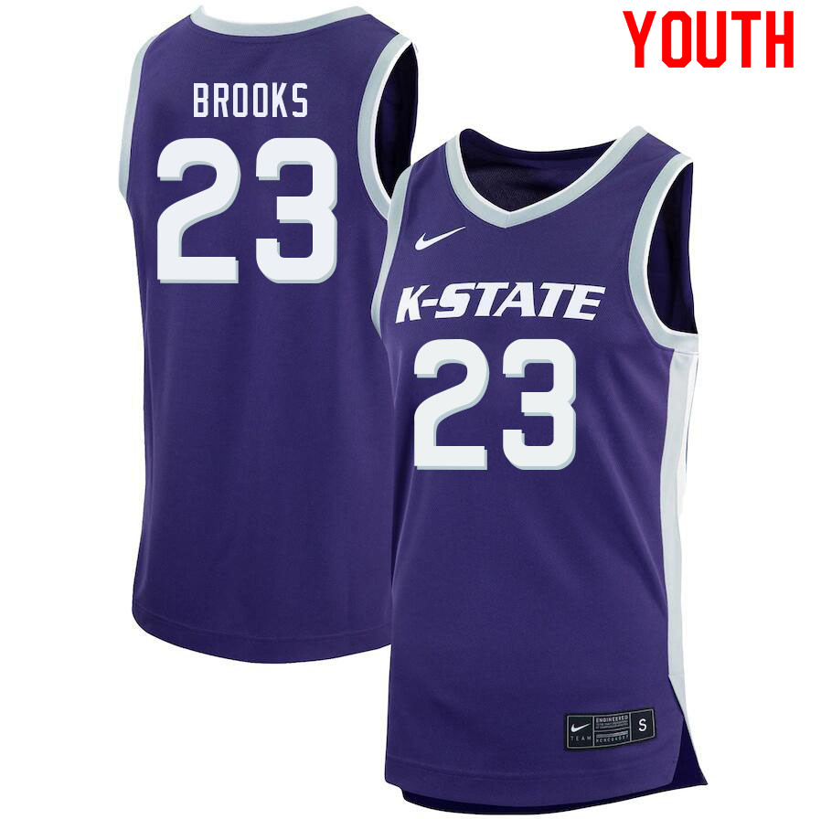 Youth #23 Jordan Brooks Kansas State Wildcats College Basketball Jerseys Sale-Purple